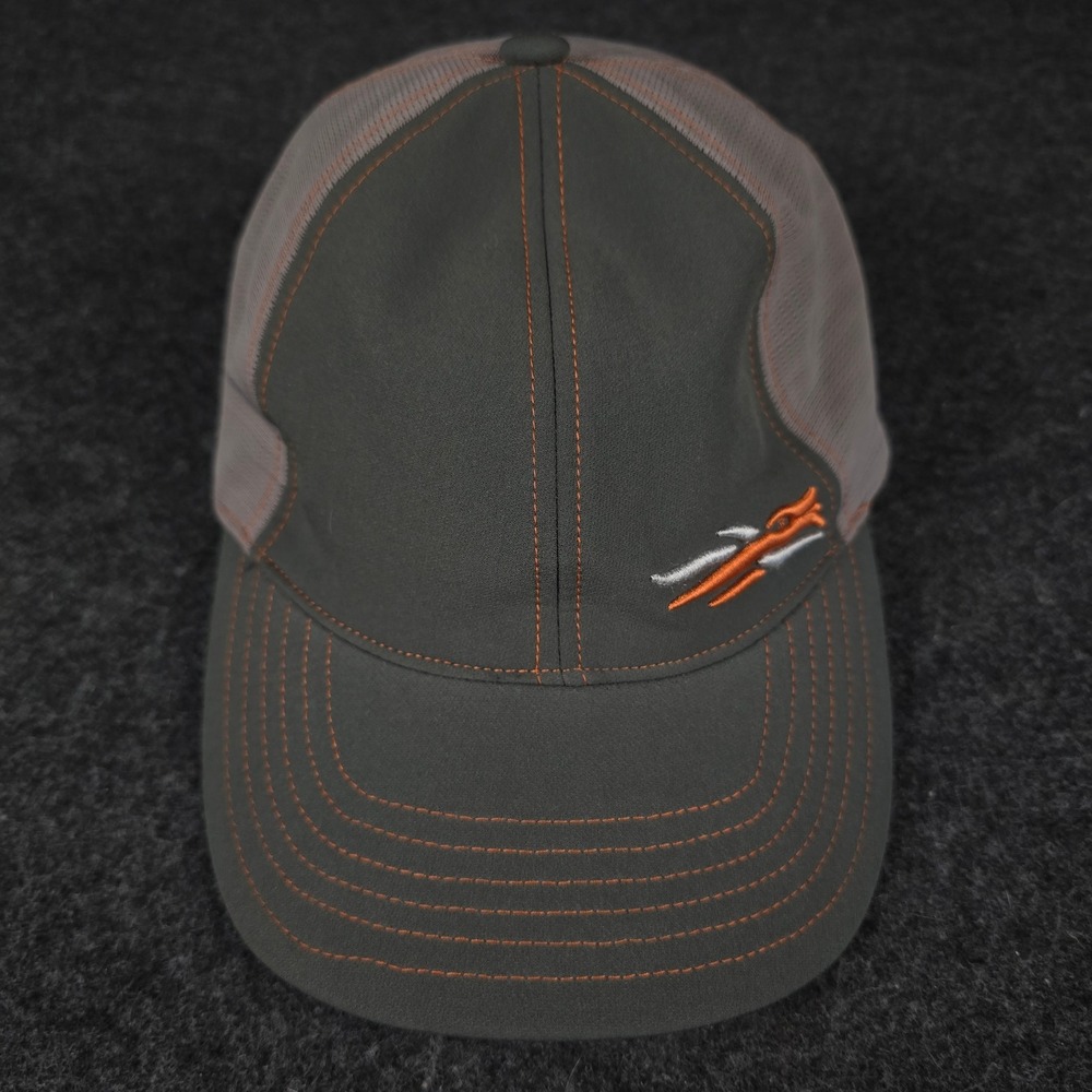Sitka Gear Mens Grey Orange Logo Performance Mesh Back Outdoor Camping Hat L/XL